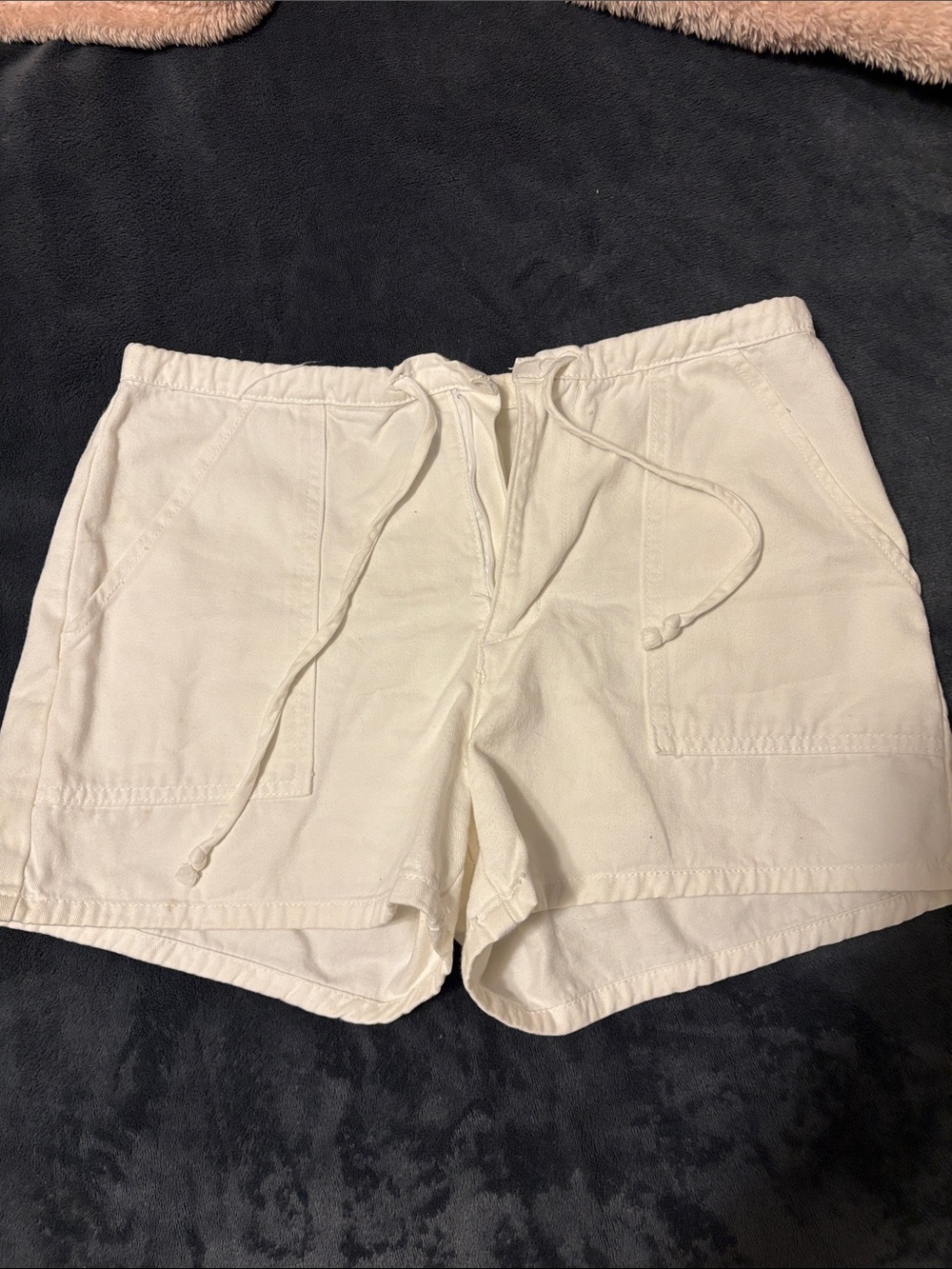 Women's Drawstring Cotton Shorts in Cream